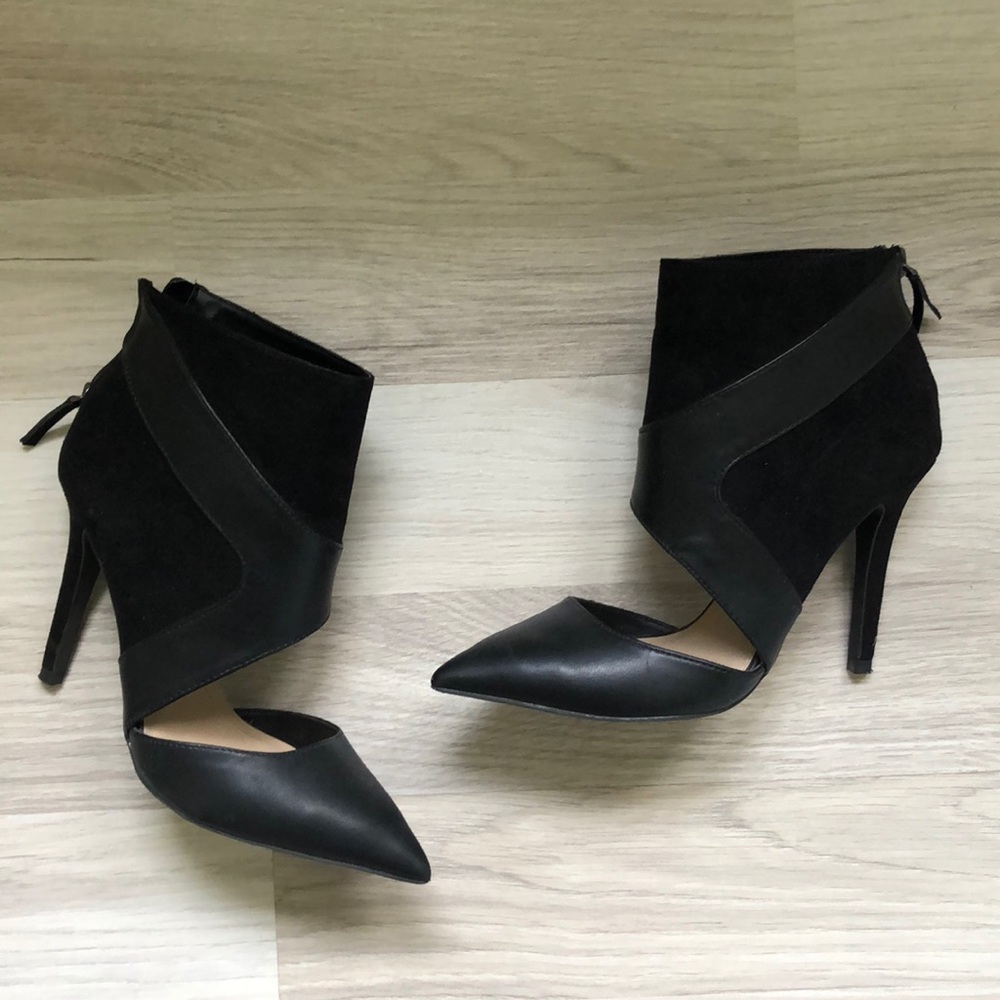 Zara black leather & suede heels